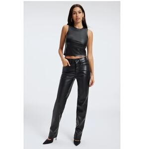 Good American Better Than Leather Faux Leather Tank Medium, BLACK001